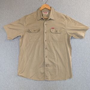 Wrangler Work Shirt Men's Large Tan Short Sleeve